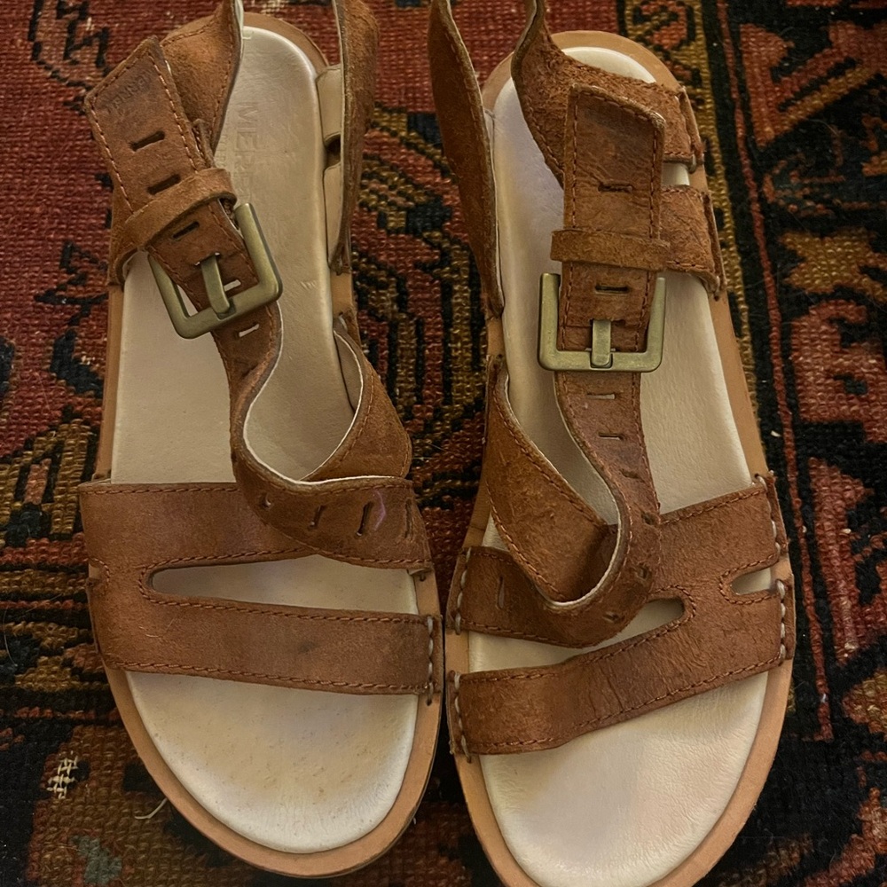 Merrell Brown Leather Sandals with Buckle